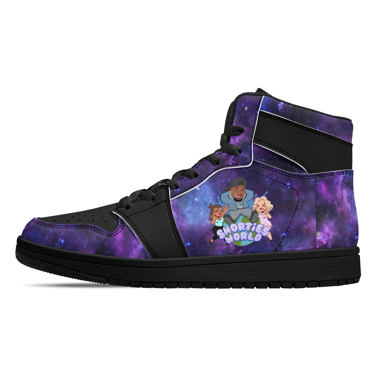 Mens Black High Top Leather Sneakers