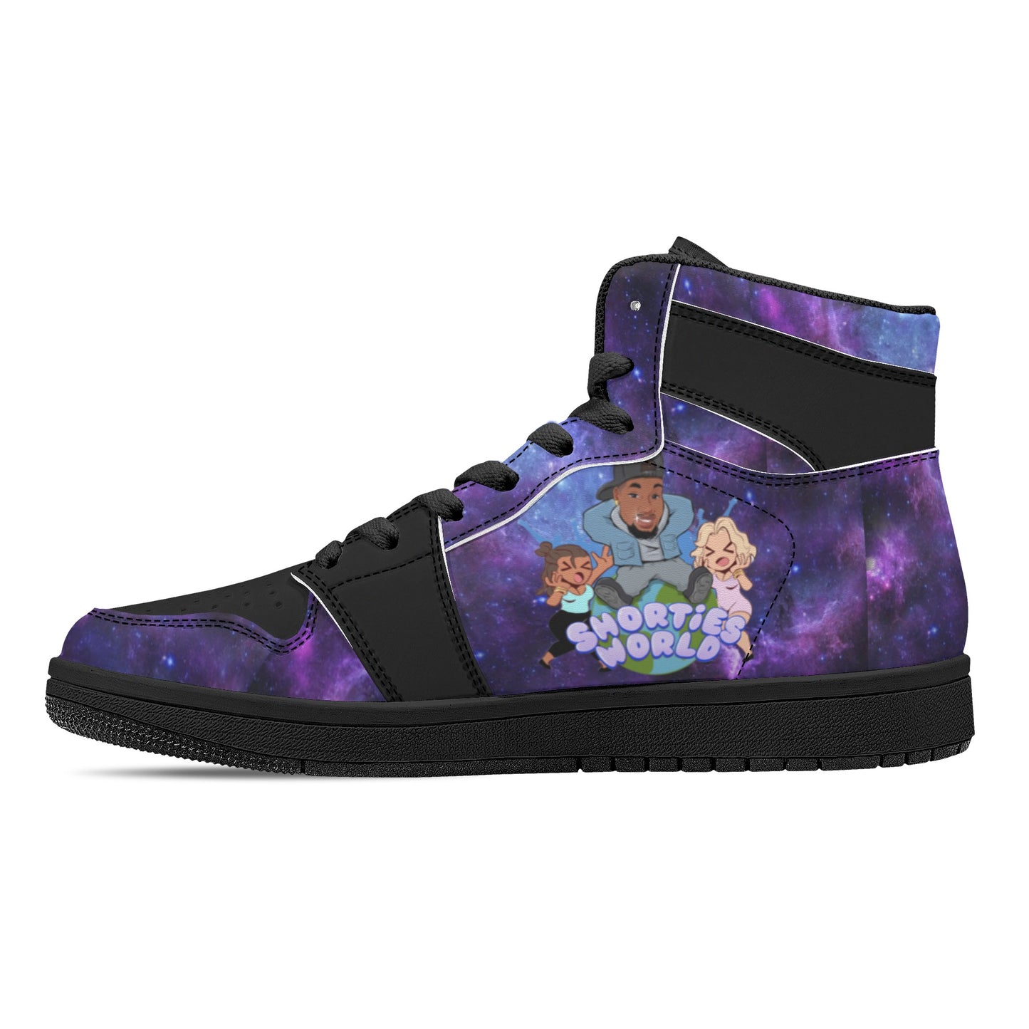 Mens Black High Top Leather Sneakers
