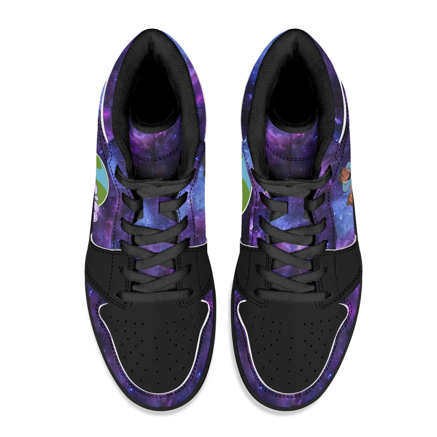 Mens Black High Top Leather Sneakers