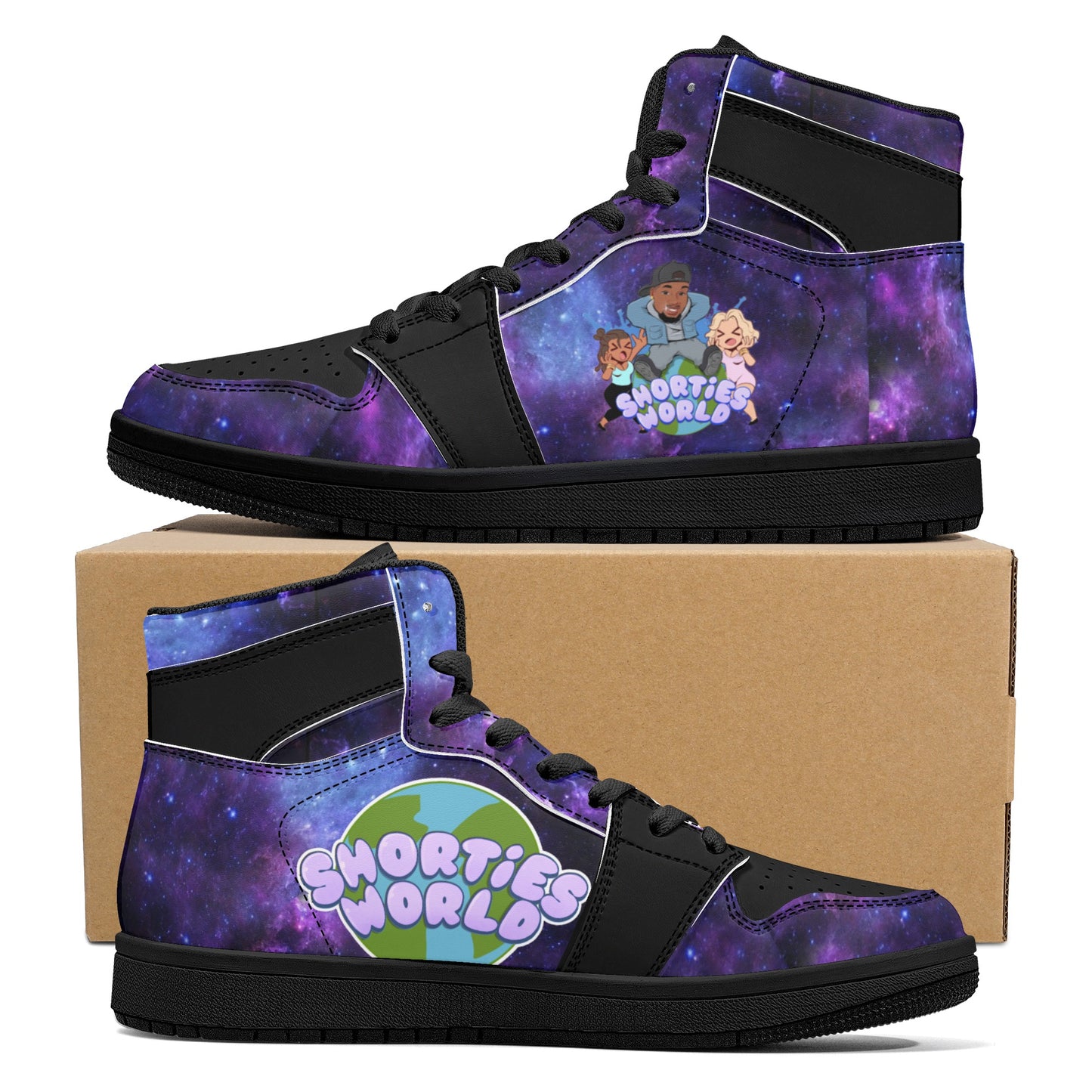 Mens Black High Top Leather Sneakers