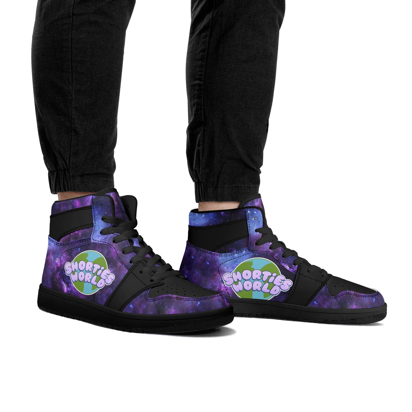 Mens Black High Top Leather Sneakers