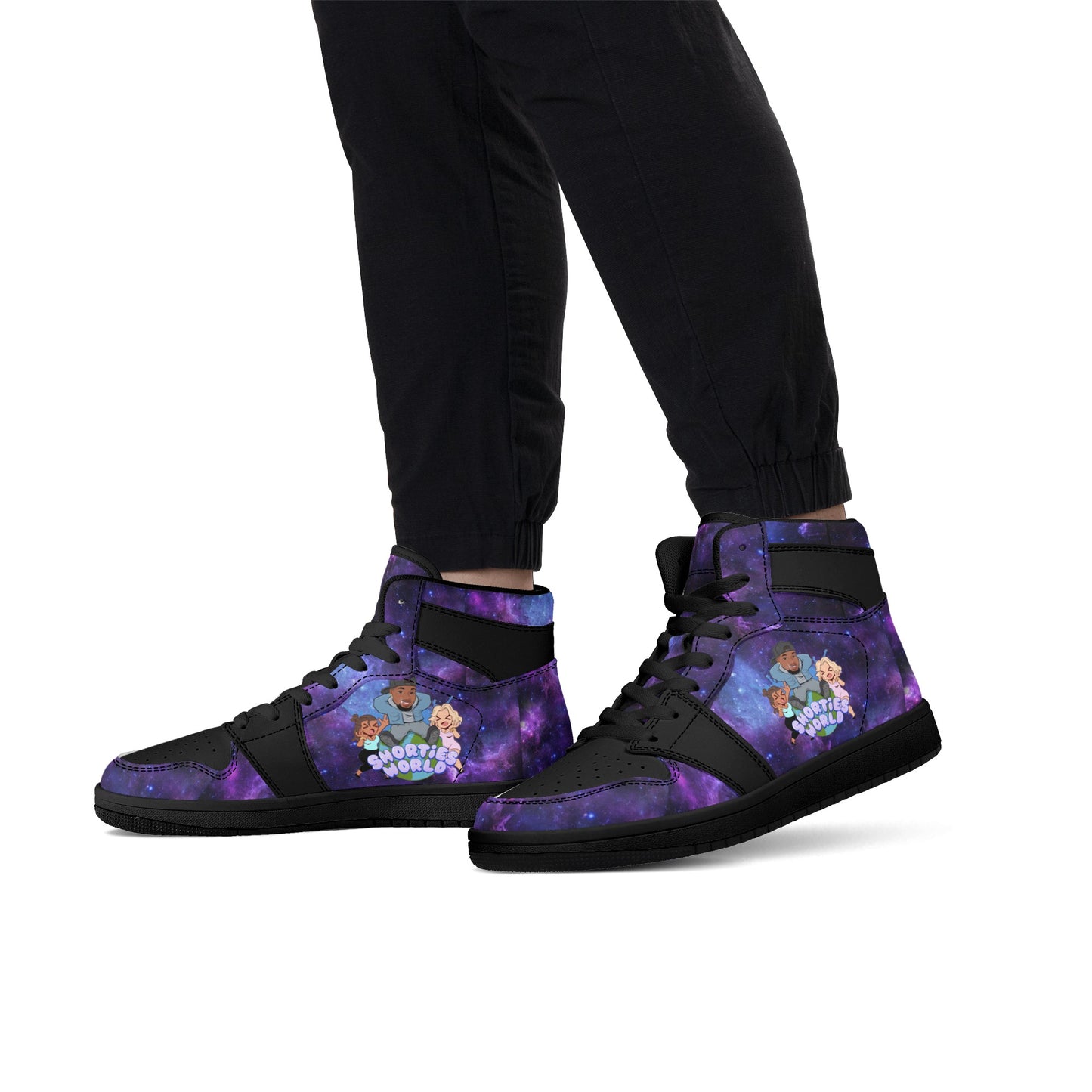 Mens Black High Top Leather Sneakers