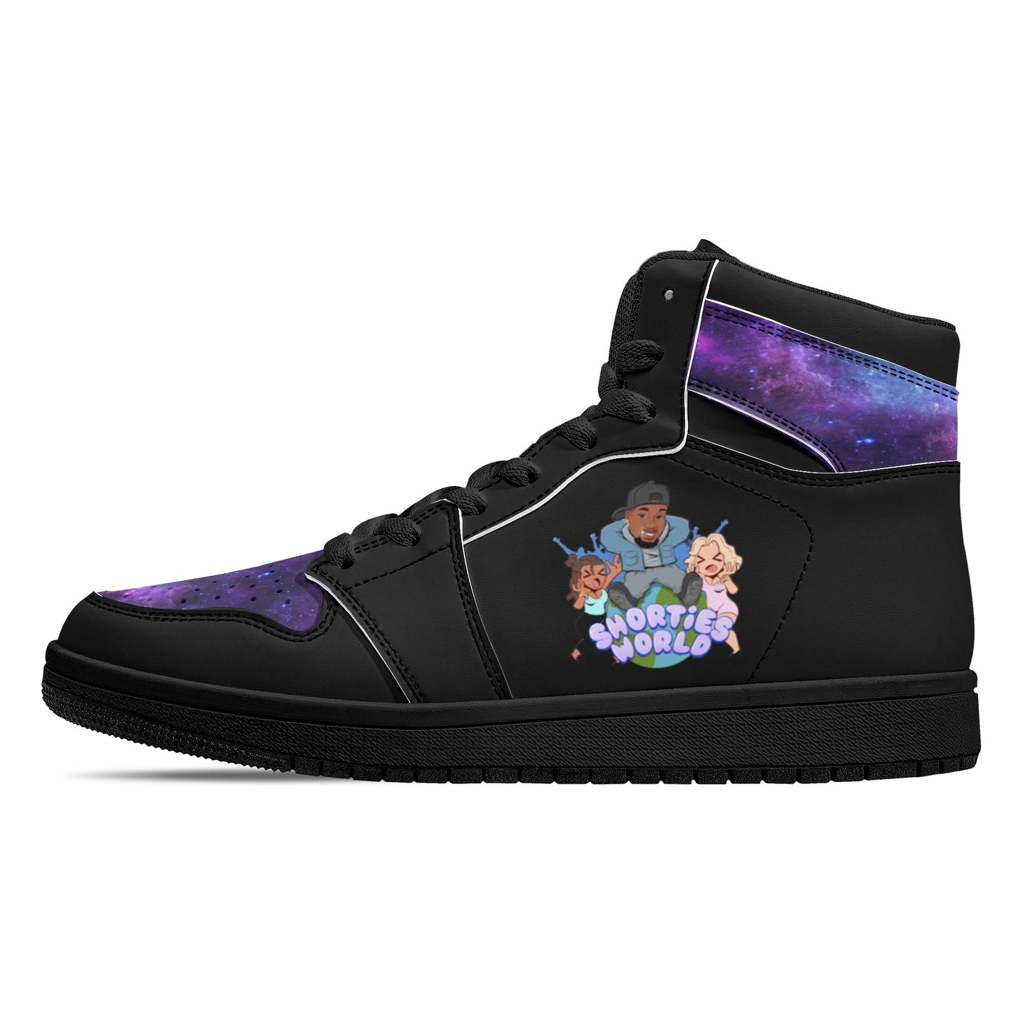 Mens Black High Top Leather Sneakers