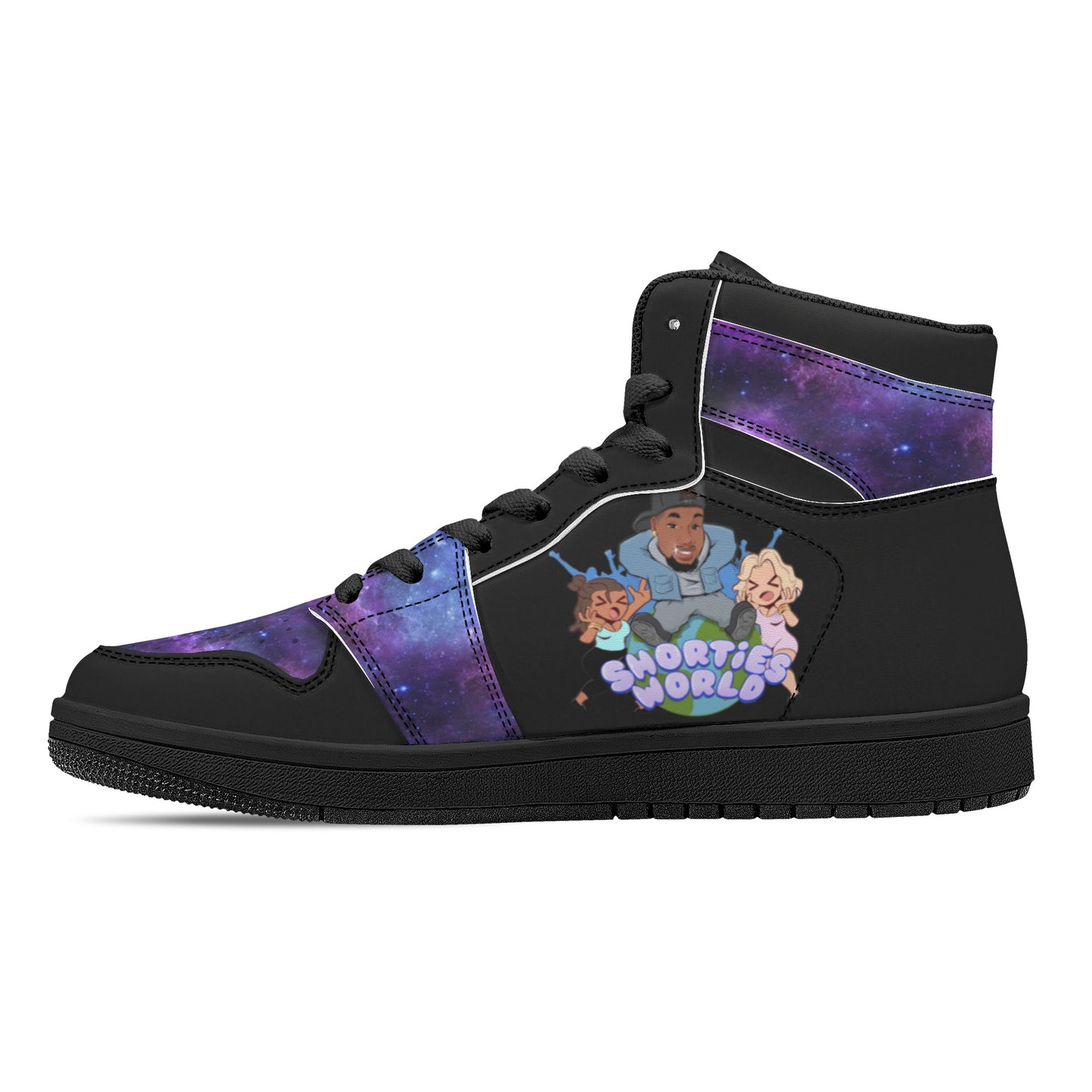 Mens Black High Top Leather Sneakers