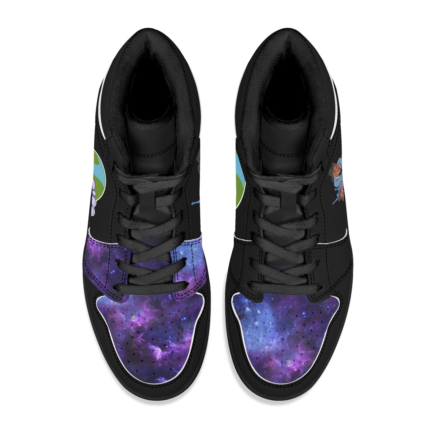 Mens Black High Top Leather Sneakers