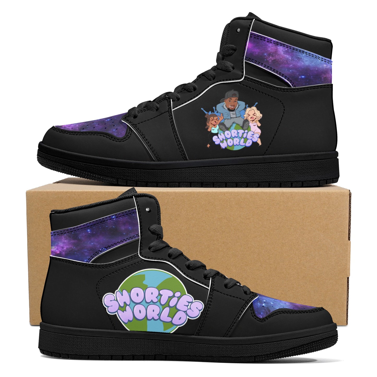 Mens Black High Top Leather Sneakers