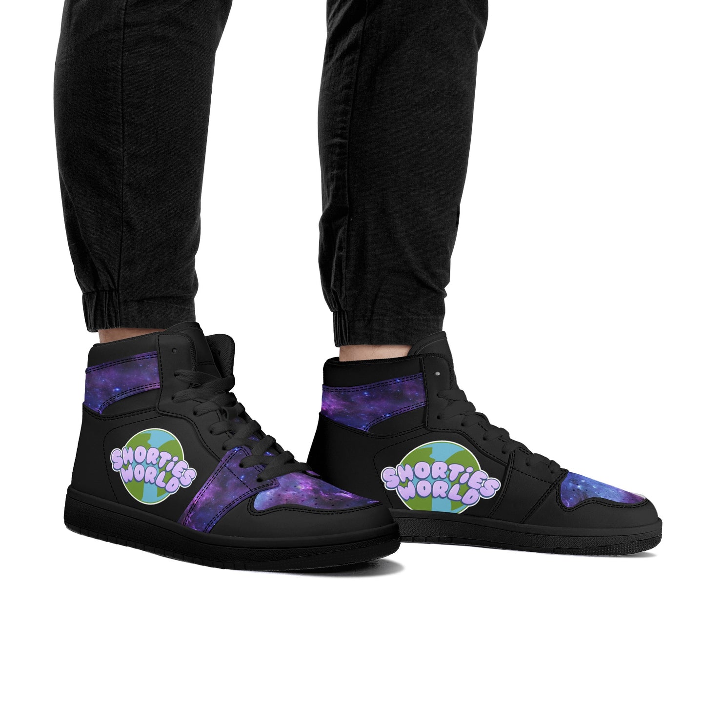 Mens Black High Top Leather Sneakers