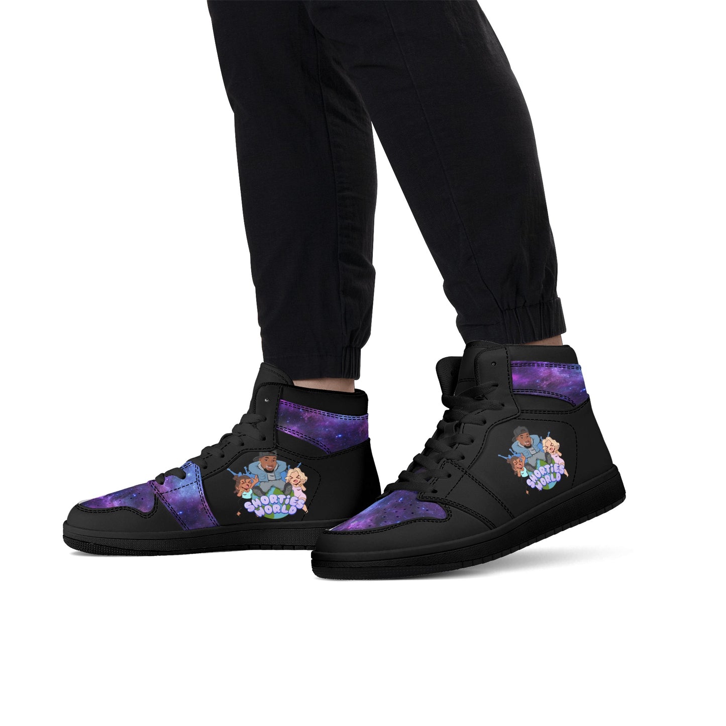 Mens Black High Top Leather Sneakers