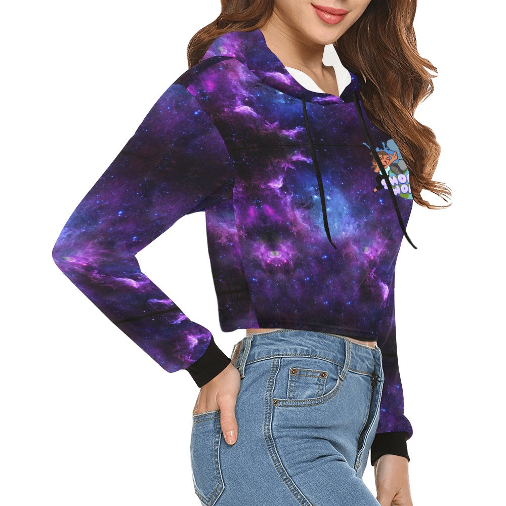 Women's All Over Print Cropped Hoodie (Model H22)